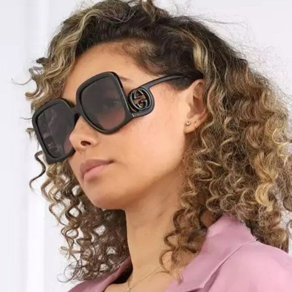 NEW Gucci GG1326S 001 Black Grey Gradient Oversized Square Women Sunglasses main image 12